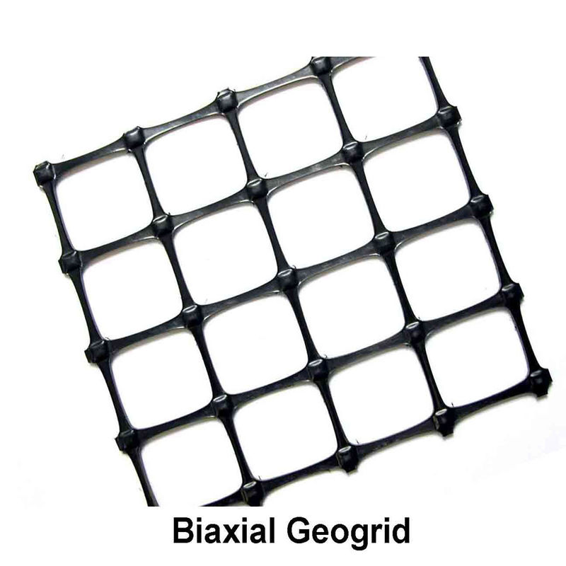 Black Soil Grid Pp Biaxial Geogrid / 40kn Geogrid For Road Construction
