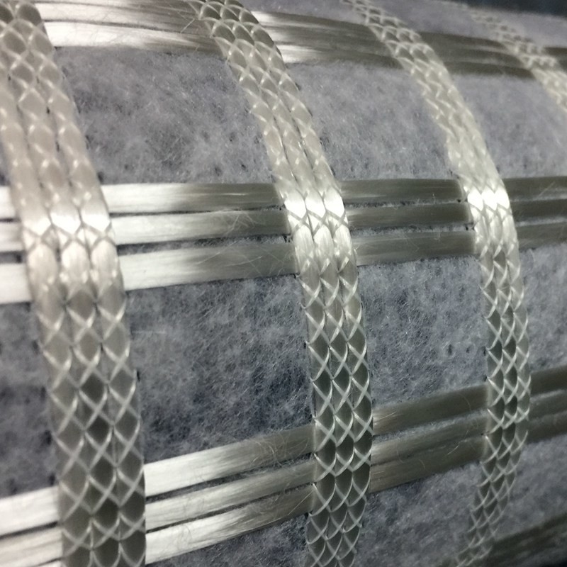 Polyester Fiberglass Plastic Geogrid Geocomposite Bonded For Asphalt Road